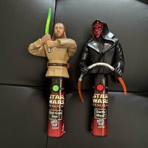 Star Wars 1999 Darth Maul And Qui-Gon jinn Spin Pop Hasbro